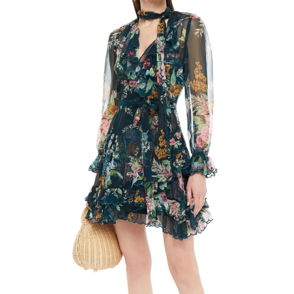 Zimmerman Wavelength Frill Mini-Dress